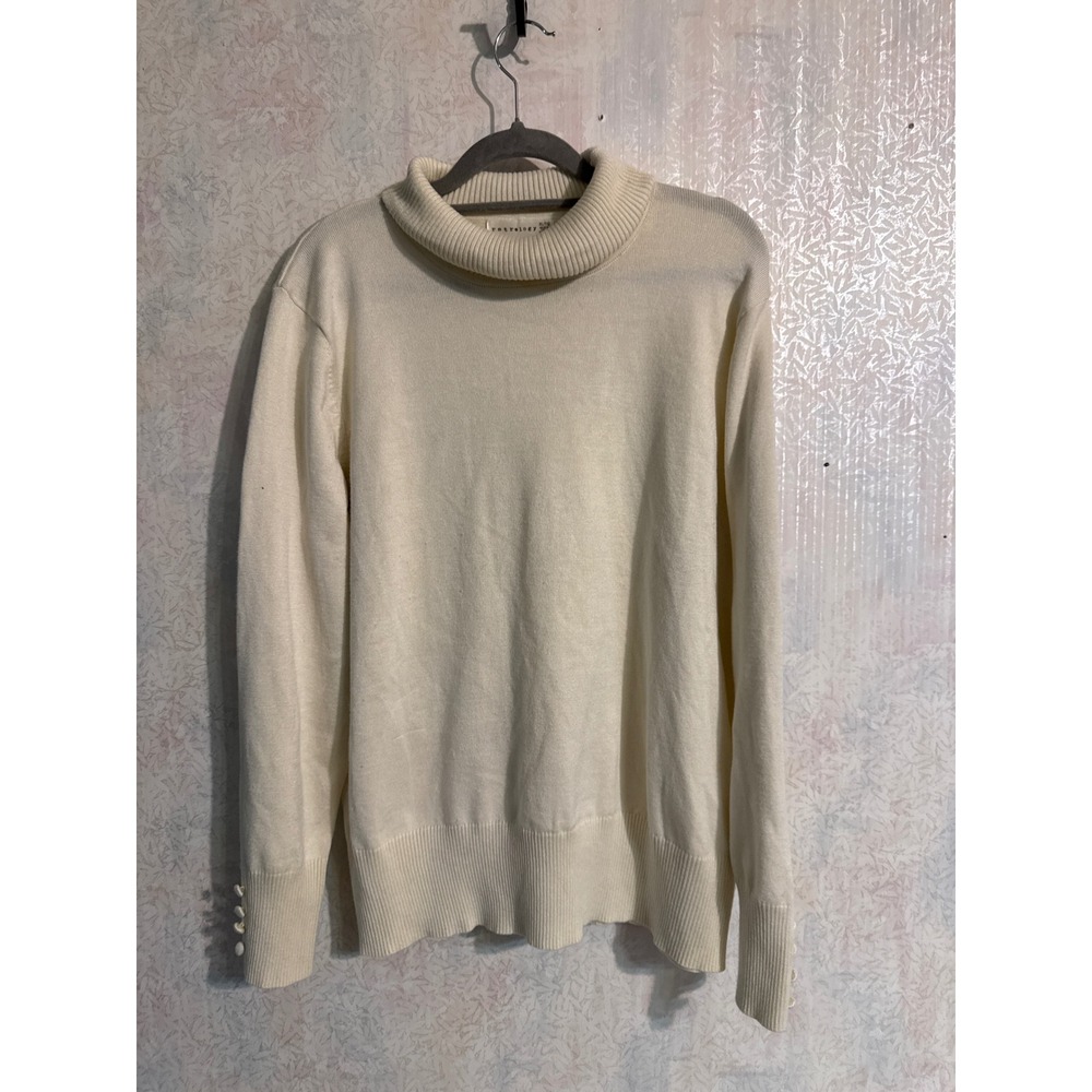 Retrology Cream Ivory Turtleneck Sweater Button Cuff XL